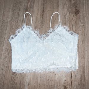 white lace crop top